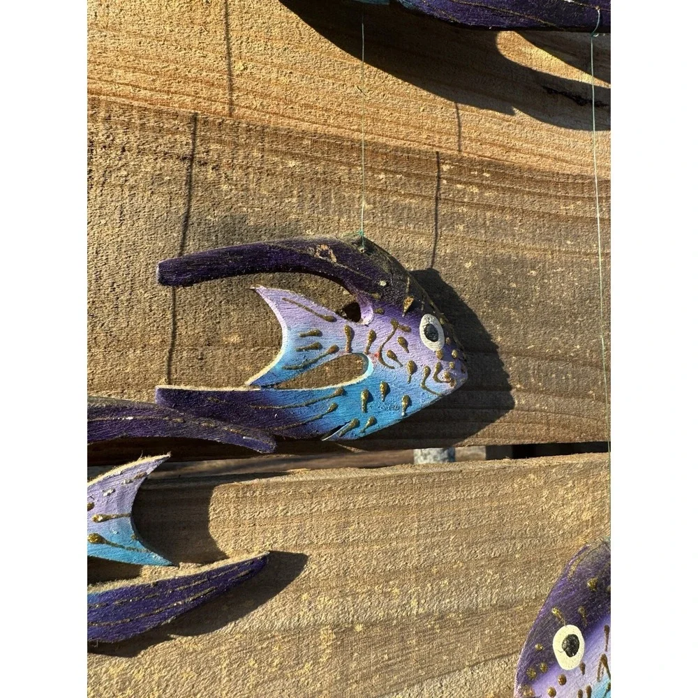 Wooden Hanging‎ Decorative Hand Carved Hand Painted Fish Vintage Jamaica